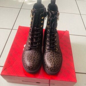 Guess Black and Gold Combat Boots